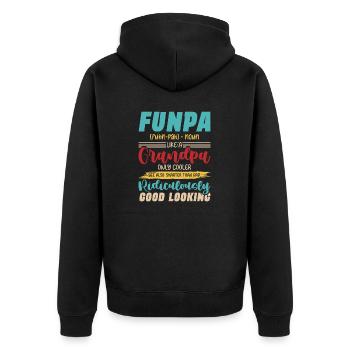 Funpa Definition Wie Ein Opa Nur Kühler - Unisex Premium Bio Zip Hoodie - Schwarz - Hinten - Nico (187cm)