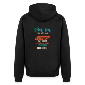 Funpa Definition Wie Ein Opa Nur Kühler - Unisex Premium Bio Zip Hoodie - Schwarz - Hinten - Nico (187cm)