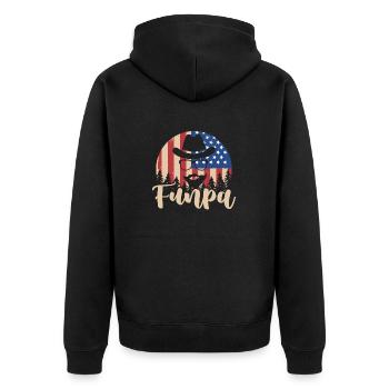 Funpa Us Flag Papa Opa Vatertag - Unisex Premium Bio Zip Hoodie - Schwarz - Hinten - Nico (187cm)