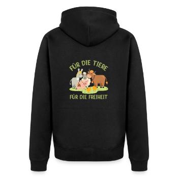 For the animals For freedom - Unisex Premium Organic Zip Hoodie - black - Back - Nico (187cm)