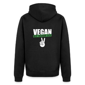 Vegan Best Decision Ever - Unisex Premium Organic Zip Hoodie - black - Back - Nico (187cm)