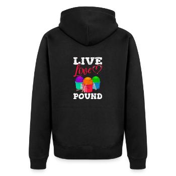 Cardio Drumming Live Love Pound Workout Gym Fitnes - Unisex Premium Organic Zip Hoodie - black - Back - Nico (187cm)