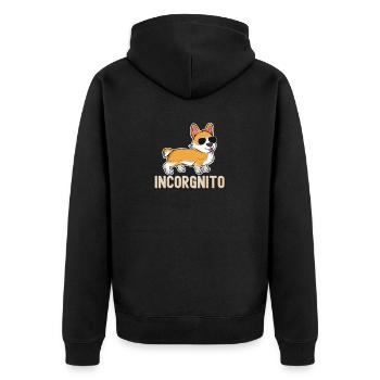Funny Incorgnito Welsh Corgi Owner Dog Lover Corgi - Unisex Premium Organic Zip Hoodie - black - Back - Nico (187cm)