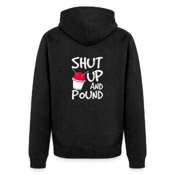 Shut Up Pound Cardio Drumming Fitness Class Workou - Unisex Premium Bio Zip Hoodie - Schwarz - Hinten - Nico (187cm)