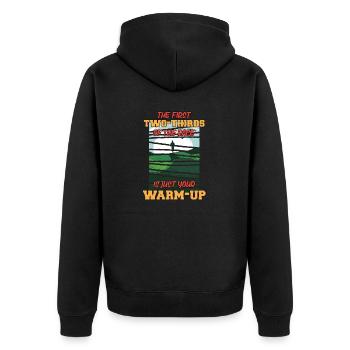 Lustiges Marathon Läufer Laufen Cross Country - Unisex Premium Bio Zip Hoodie - Schwarz - Hinten - Nico (187cm)