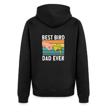 Budgerigar Parakeet Bird Pet Gift - Unisex Premium Organic Zip Hoodie - black - Back - Nico (187cm)