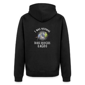 Budgerigar Parakeet Bird Pet Gift - Unisex Premium Organic Zip Hoodie - black - Back - Nico (187cm)