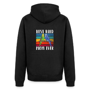 Wellensittich Sittich Vogel Haustier Geschenk - Unisex Premium Bio Zip Hoodie - Schwarz - Hinten - Nico (187cm)