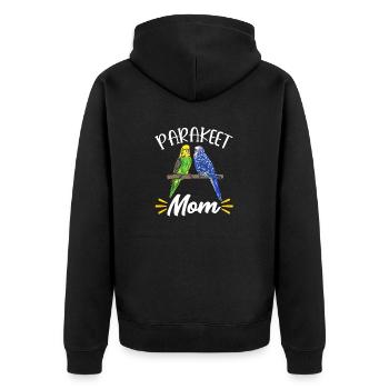 Budgerigar Parakeet Bird Pet Gift - Unisex Premium Organic Zip Hoodie - black - Back - Nico (187cm)