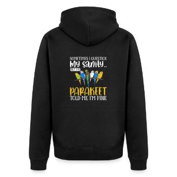 Budgerigar Perruche Oiseau Cadeau pour animaux de compagnie - Veste à capuche bio Premium Unisexe - noir - Dos - Nico (187cm)