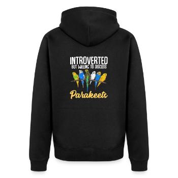 Budgerigar Parakeet Bird Pet Gift - Unisex Premium Organic Zip Hoodie - black - Back - Nico (187cm)