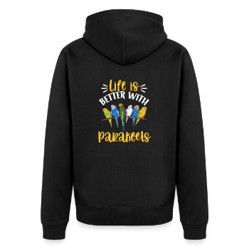 Budgerigar Perruche Oiseau Cadeau pour animaux de compagnie - Veste à capuche bio Premium Unisexe - noir - Dos - Nico (187cm)