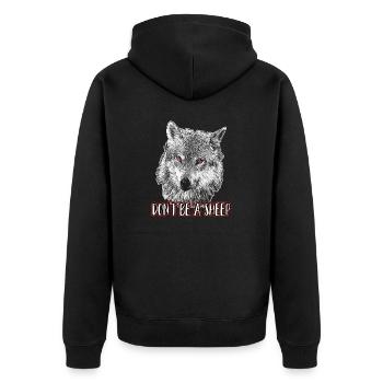 Sei kein Schaf - Unisex Premium Bio Zip Hoodie - Schwarz - Hinten - Nico (187cm)