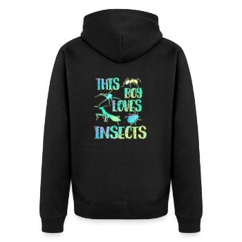 Ce garçon aime les insectes - Veste à capuche bio Premium Unisexe - noir - Dos - Nico (187cm)