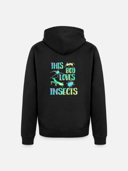 This boy loves insects - Unisex Premium Organic Zip Hoodie - black