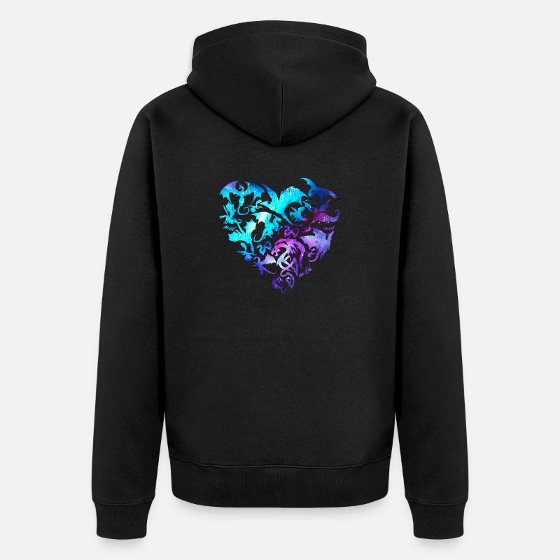 Cœur de dragon - Veste à capuche bio Premium Unisexe - noir