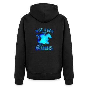 Just a boy who loves dragons - Unisex Premium Organic Zip Hoodie - black - Back - Nico (187cm)