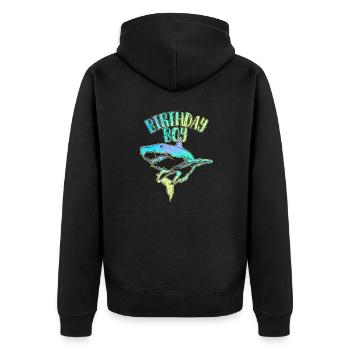 Geburtstagskind - Hai-Thema - Unisex Premium Bio Zip Hoodie - Schwarz - Hinten - Nico (187cm)
