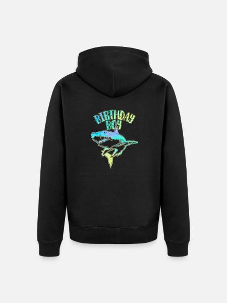 Birthday Boy - Shark Theme - Unisex Premium Organic Zip Hoodie - black