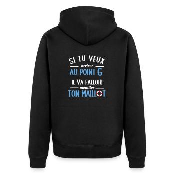 Blague de couple point G - Veste à capuche bio Premium Unisexe - noir - Dos - Nico (187cm)