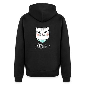 Mignon Kawaii drôle de chat disant miaulement - Veste à capuche bio Premium Unisexe - noir - Dos - Nico (187cm)
