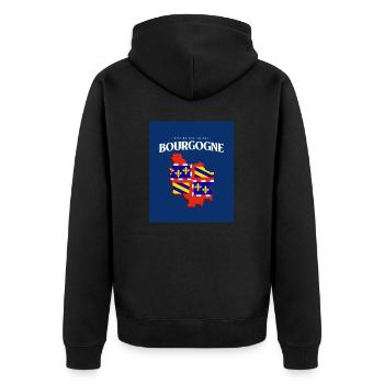 Fier de mes Racines Bourgogne Bleu - Veste à capuche bio Premium Unisexe - noir - Dos - Nico (187cm)