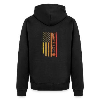 Amerikanische Flagge Holzbearbeitung lustige Tischler Arbeiter - Unisex Premium Bio Zip Hoodie - Schwarz - Hinten - Nico (187cm)