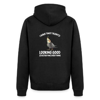Cockatiel Cockatiel Cockatoo Perroquet Oiseau Cadeau - Veste à capuche bio Premium Unisexe - noir - Dos - Nico (187cm)