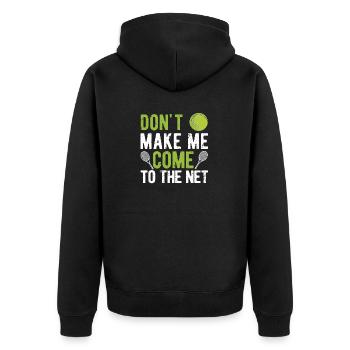 Lustiger Tennisspieler-Trainer-Fan Zwingt mich - Unisex Premium Bio Zip Hoodie - Schwarz - Hinten - Nico (187cm)