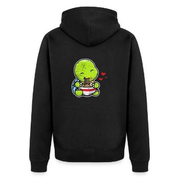 Kawaii Turtle Eating Ramen Noodles Anime Girls - Veste à capuche bio Premium Unisexe - noir - Dos - Nico (187cm)