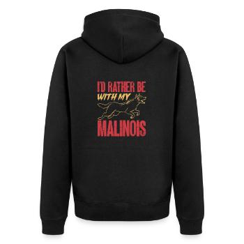Malinois Belgian Shepherd Mechelaar Dog - Unisex Premium Organic Zip Hoodie - black - Back - Nico (187cm)