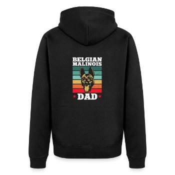 Malinois Belgischer Schäferhund Mechelaar Hund - Unisex Premium Bio Zip Hoodie - Schwarz - Hinten - Nico (187cm)