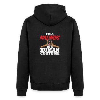 Malinois Belgian Shepherd Mechelaar Dog - Unisex Premium Organic Zip Hoodie - black - Back - Nico (187cm)