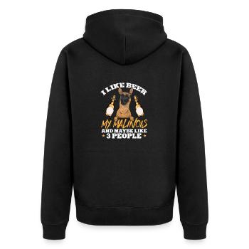 Malinois Belgian Shepherd Mechelaar Dog - Unisex Premium Organic Zip Hoodie - black - Back - Nico (187cm)