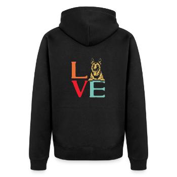 Malinois Belgischer Schäferhund Mechelaar Hund - Unisex Premium Bio Zip Hoodie - Schwarz - Hinten - Nico (187cm)