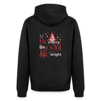 be merry be joyful be bright gnome - Unisex Premium Bio Zip Hoodie - Schwarz - Hinten - Nico (187cm)