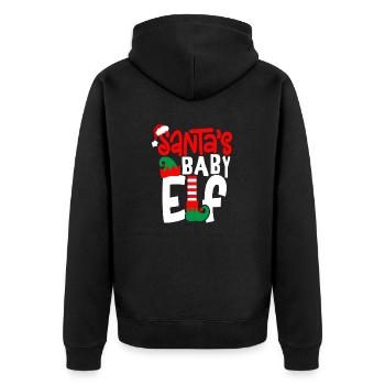 Santa s Baby Elf - Unisex Premium Bio Zip Hoodie - Schwarz - Hinten - Nico (187cm)