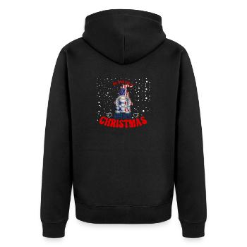 We wish you a merry Christmas American Gnome - Unisex Premium Bio Zip Hoodie - Schwarz - Hinten - Nico (187cm)