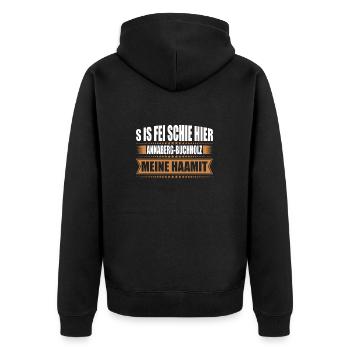 Erzgebirge Heimat Annaberg - Unisex Premium Bio Zip Hoodie - Schwarz - Hinten - Nico (187cm)