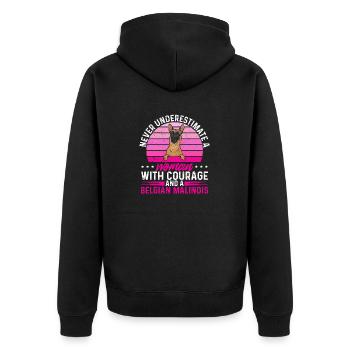 Malinois Belgischer Schäferhund Mechelaar Hund - Unisex Premium Bio Zip Hoodie - Schwarz - Hinten - Nico (187cm)