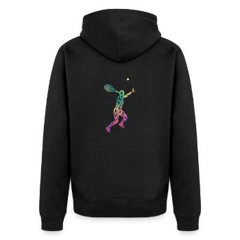 Tennisspieler Positionen Bälle Schläger Sport - Unisex Premium Bio Zip Hoodie - Schwarz - Hinten - Nico (187cm)