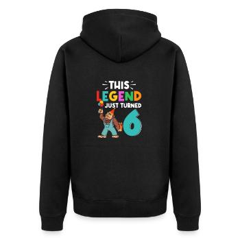 Bigfoot Party Supplies This Legend Just Turned 6 - Unisex Premium Organic Zip Hoodie - black - Back - Nico (187cm)