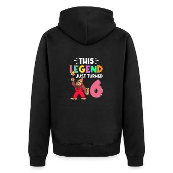 Bigfoot Party fournit cette légende qui vient d’avoir 6 ans - Veste à capuche bio Premium Unisexe - noir - Dos - Nico (187cm)