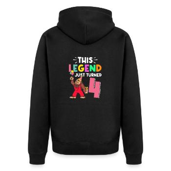 Bigfoot Party Supplies This Legend Just Turned 4 - Unisex Premium Organic Zip Hoodie - black - Back - Nico (187cm)