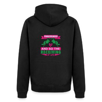 Forgiveness Is The Giving And So The Receiving - Unisex Premium Organic Zip Hoodie - black - Back - Nico (187cm)