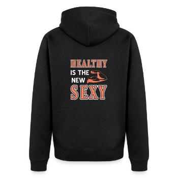 Healthy Is The New Sexy Retro Immune System - Unisex Premium Organic Zip Hoodie - black - Back - Nico (187cm)