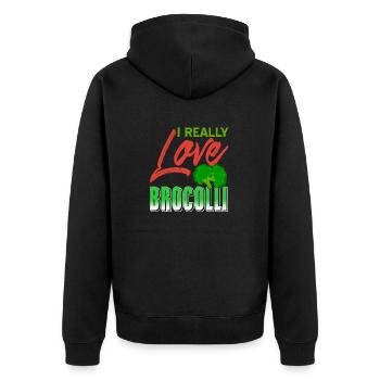 I Really Love Broccoli Retro Strong Immune System - Unisex Premium Organic Zip Hoodie - black - Back - Nico (187cm)