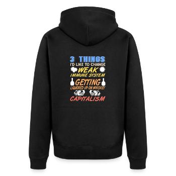 3 Things I'd Like To Change Weak Immune System - Unisex Premium Organic Zip Hoodie - black - Back - Nico (187cm)