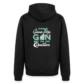 I Could Give Up Gin But I'm No Quitter Retro Funny - Unisex Premium Bio Zip Hoodie - Schwarz - Hinten - Nico (187cm)