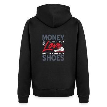 Money Can't Buy Love But It Can Buy Shoes Sneaker - Unisex Premium Bio Zip Hoodie - Schwarz - Hinten - Nico (187cm)